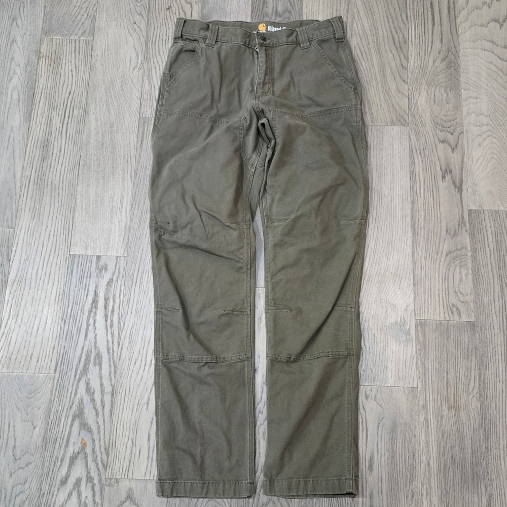 Carhartt Relaxed Fit Double Knee Utility Work Pants Olive Green 33x34 Canvas